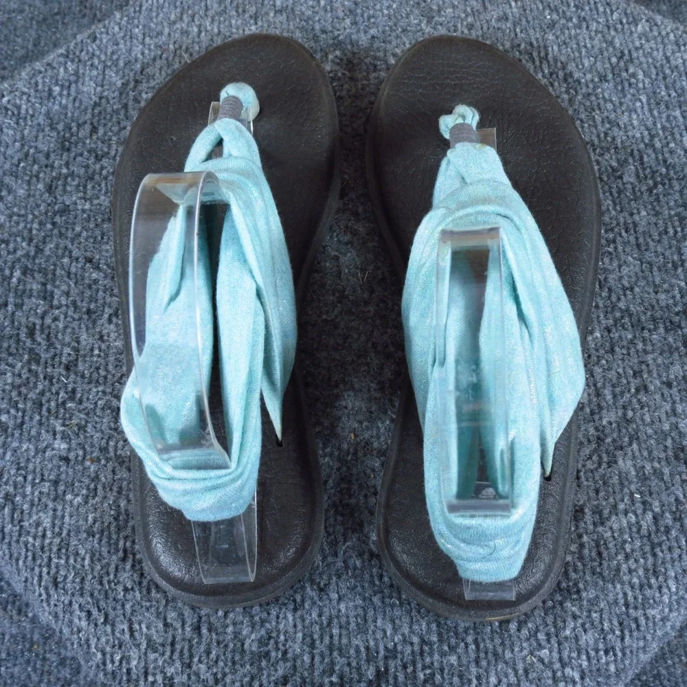 Sanuk Yoga Sling 2 Kids Girls‎ Slingback Sandals Size 5-6 Casual Aqua Metallic